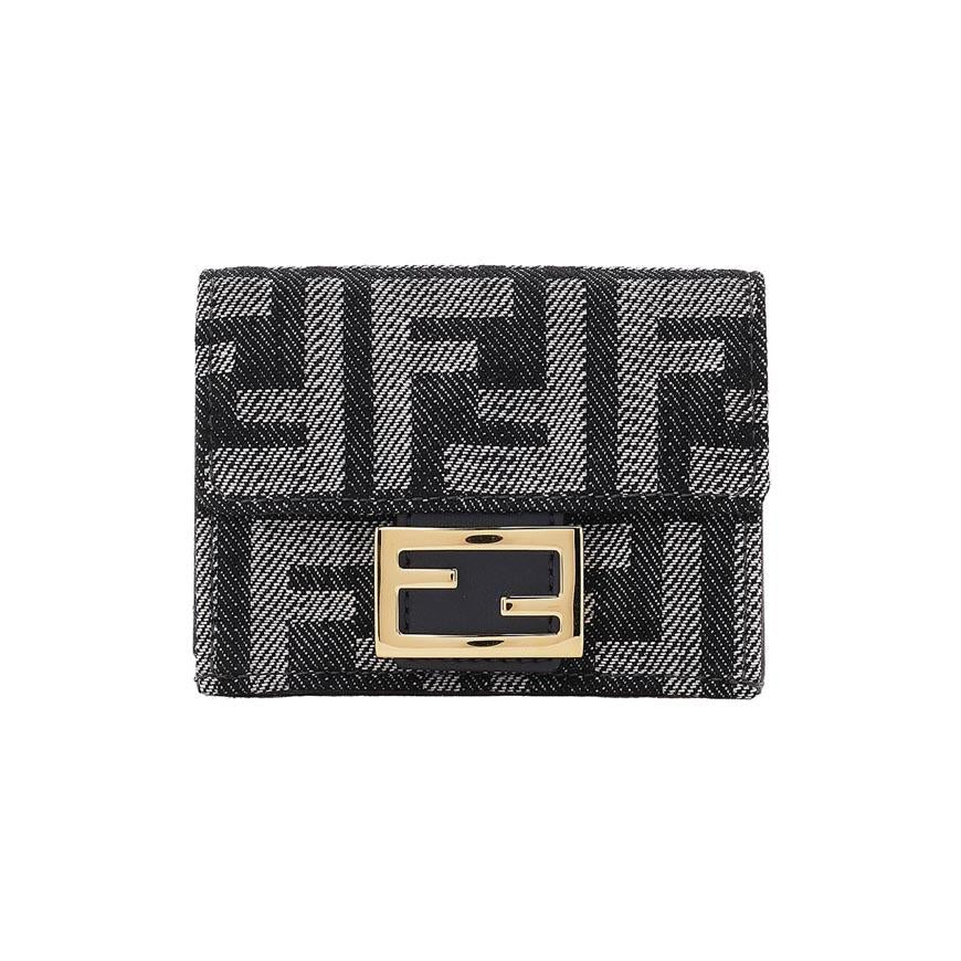 FENDI Baguette Micro Bi-Fold Wallet Women Leather Brown