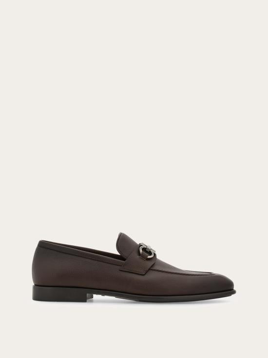 Ferragamo Testa Di Moro Leather Penny Loafers for Men