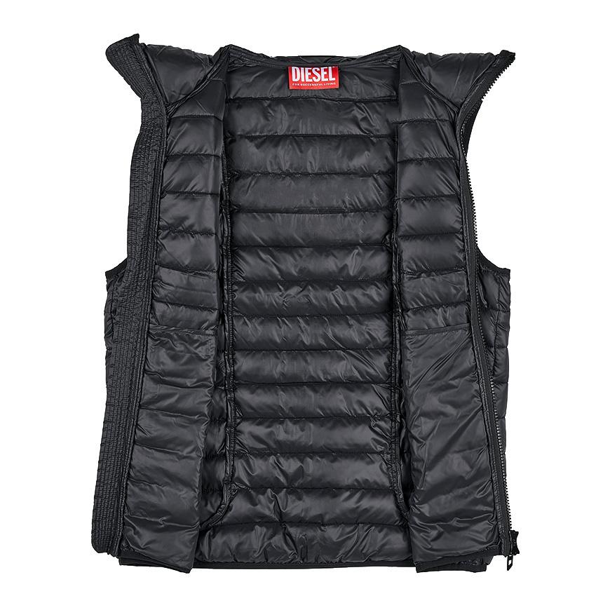 DIESEL Men’s Temple Puffer Vest Black Down Padded Jacket