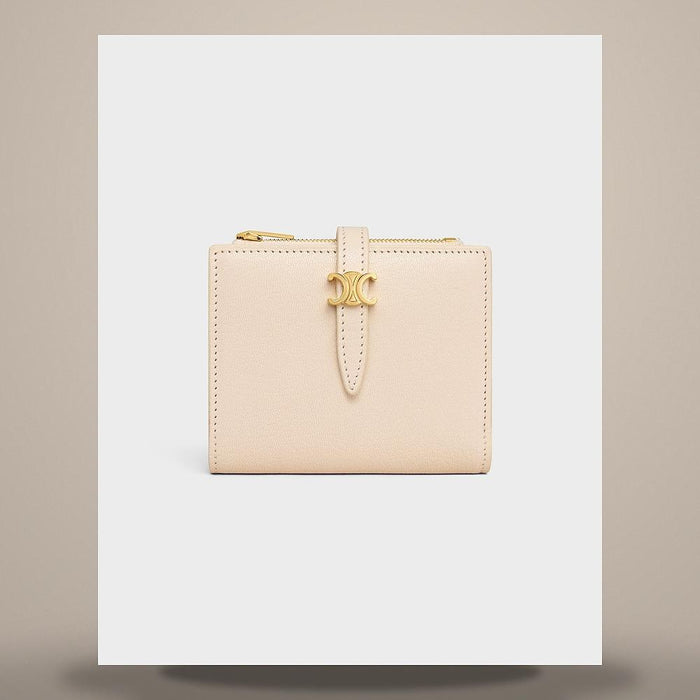 CELINE Triomphe Pontet Compact Card Wallet Goatskin Cream L101P3GVE 01CR