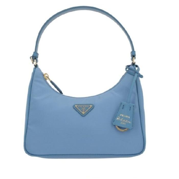 PRADA Re-Nylon Triangle Logo Hobo Shoulder Bag Blue