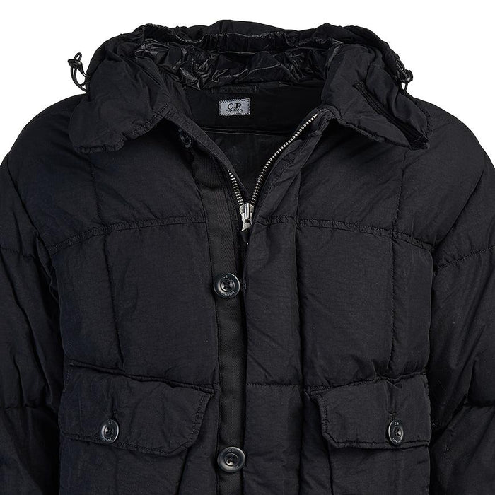 CP Company Men’s Long Down Puffer Jacket with Lens Patch 17CMOW203A 005991G 999
