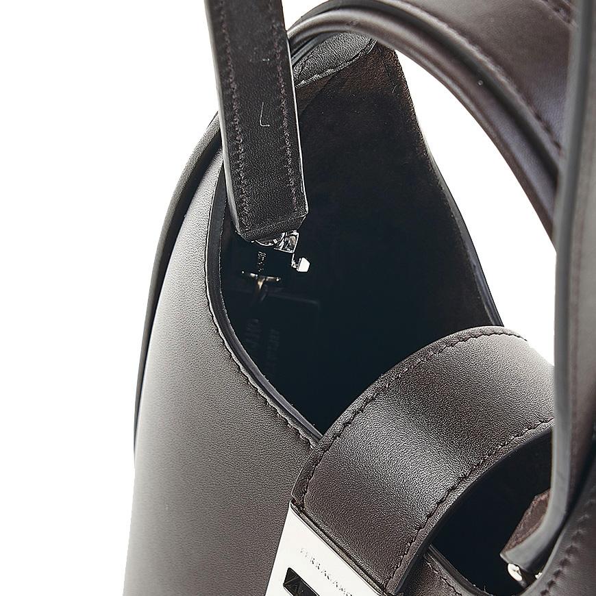 Ferragamo Gancini Buckle Leather Tote Bag Brown Women’s 0764457