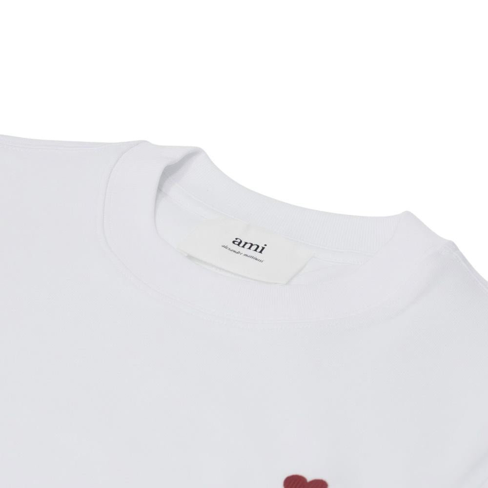 AMI Small Heart Logo Men’s Long Sleeve T-Shirt White Cotton