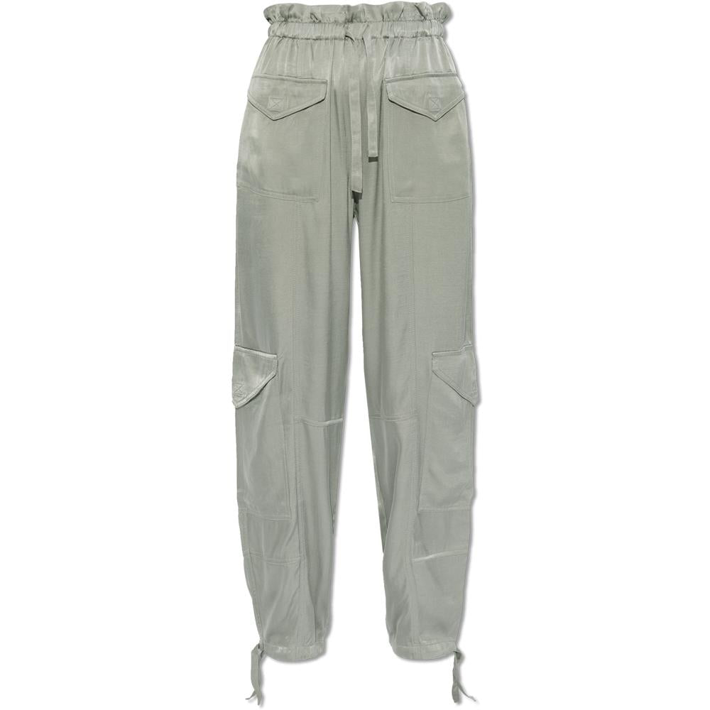 GANNI Frost Gray Washed Satin Classic Pants