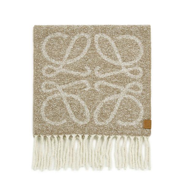 LOEWE Beige White Anagram Alpaca Wool Scarf F811257X79 2147
