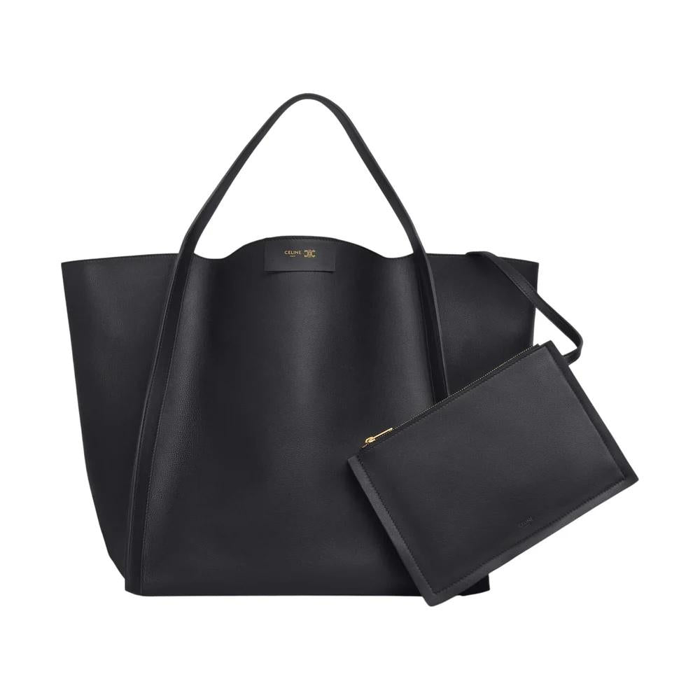 CELINE Medium Cube Tote Bag Black Leather Shoulder Bag