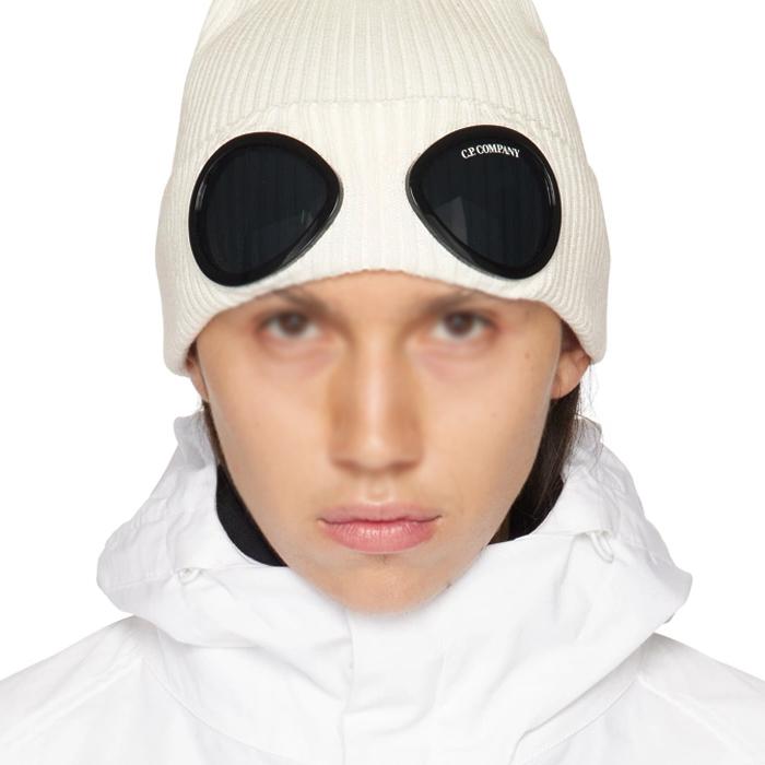 CP Company White Knit Beanie Hat for Men 18CMAC016A 000727A 103