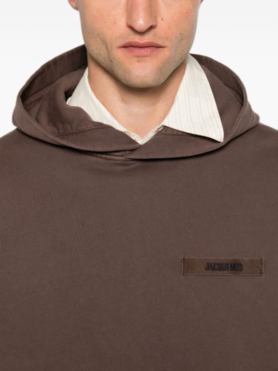 JACQUEMUS Brown Grosgrain Hoodie Pullover Top