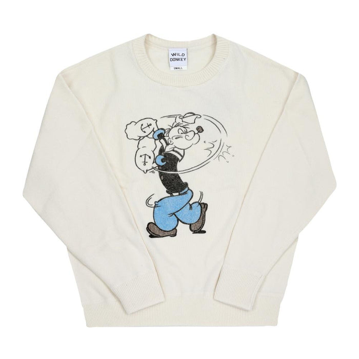 Wild Donkey Ecru Unisex Crewneck Knit Sweater