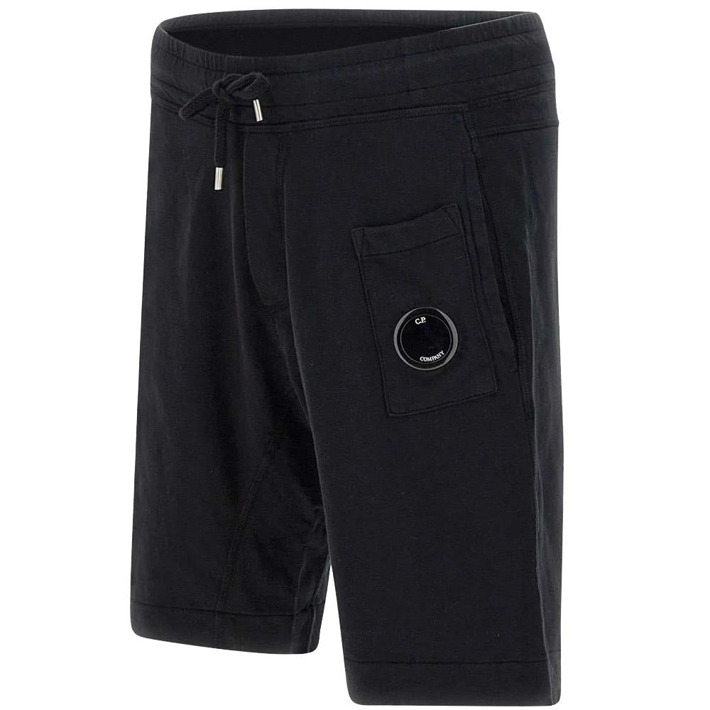 CP Company Lens Badge Cotton Drawstring Short Pants Black