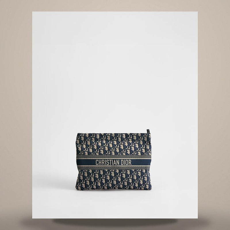 DIOR Blue Dior Oblique Technical Fabric Zipper Pouch Crossbody Bag