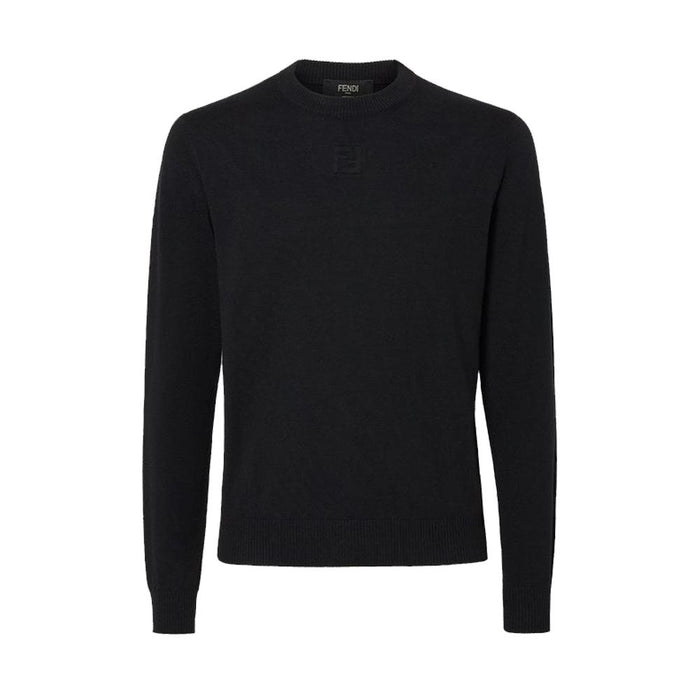 FENDI Black Embossed FF Wool Crewneck Sweater