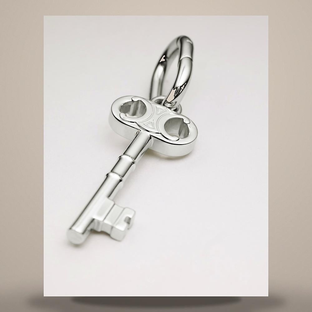CELINE Alphabet P Letter Charm Rhodium-Finish Brass Silver Keyrin B10FC4V70 36SI
