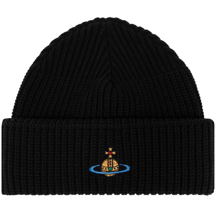 Vivienne Westwood ORB Embroidered Logo Beanie Black