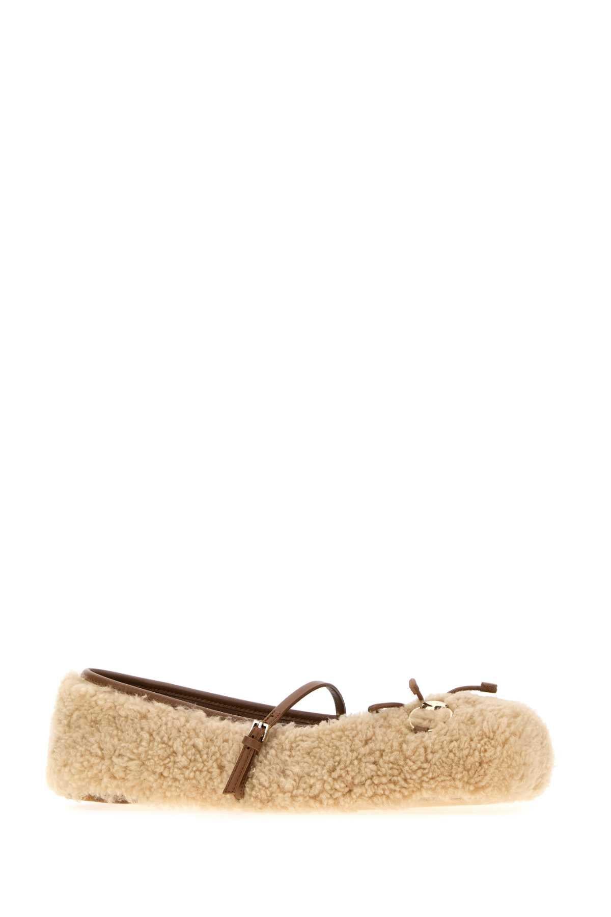 GUCCI Leather Flat Shoes Beige Women’s Ballet Flats