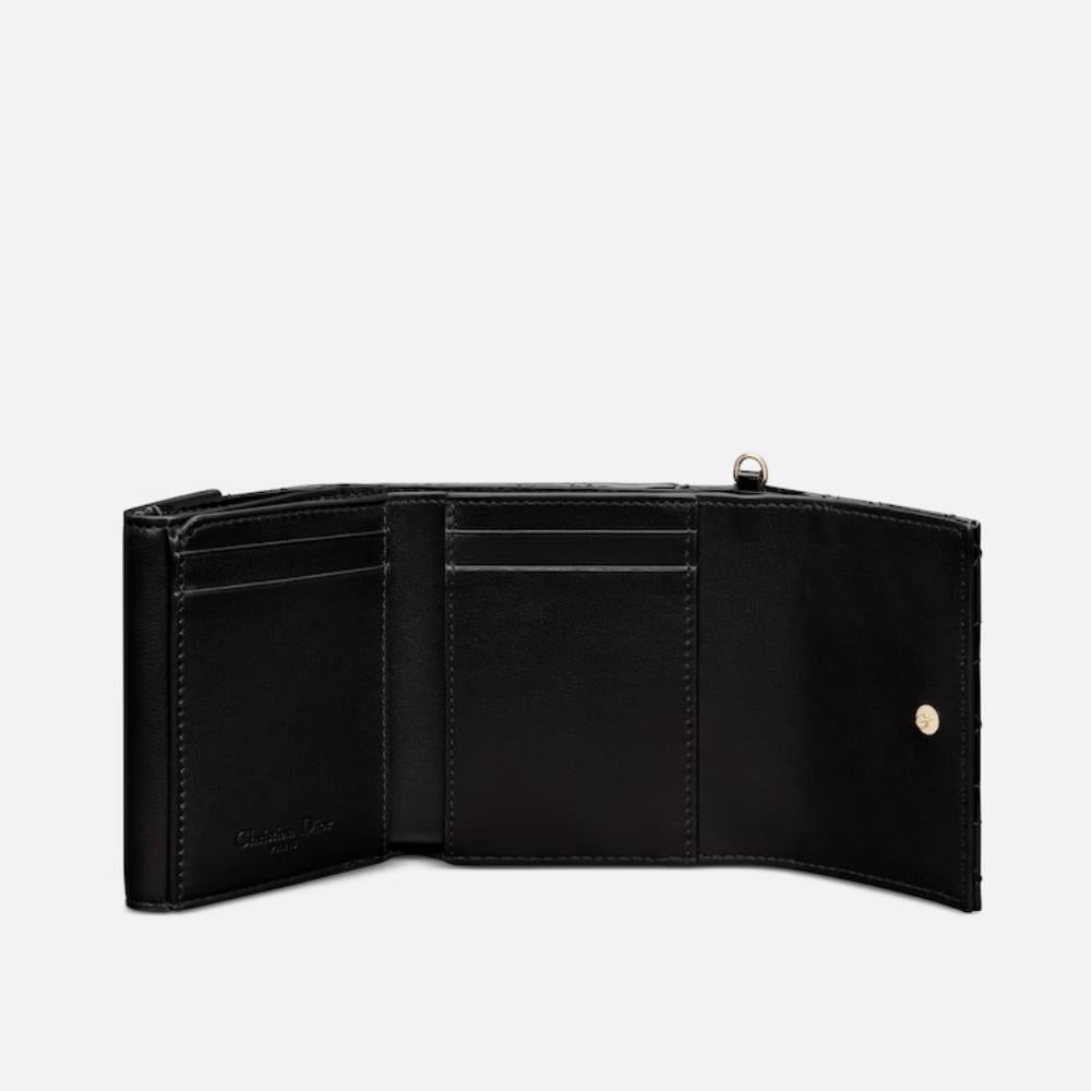 DIOR Lady Dior Lotus Patent Lambskin Women's Compact Wallet S0181OVRB