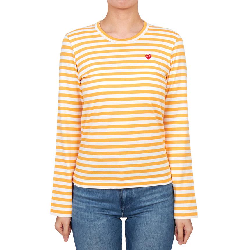 Comme des Garcons Mini Red Heart Stripe Long Sleeve T-Shirt Unisex AZ T217 051 2