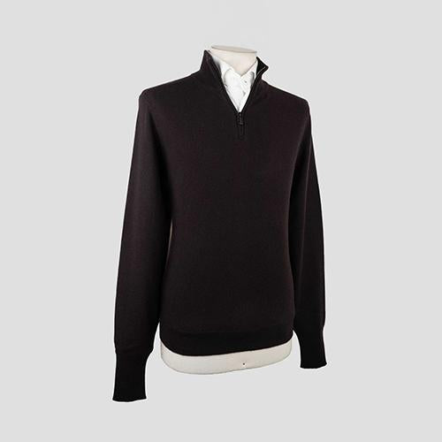 Drumohr Men’s Cashmere Knit Half-Zip Sweater Dark Brown