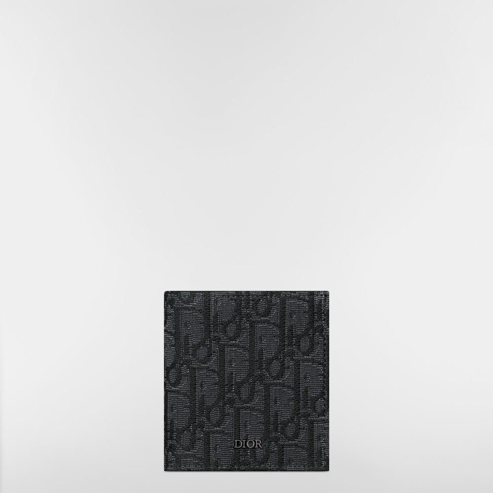 DIOR Beige Vertical Bifold Wallet Unisex Leather
