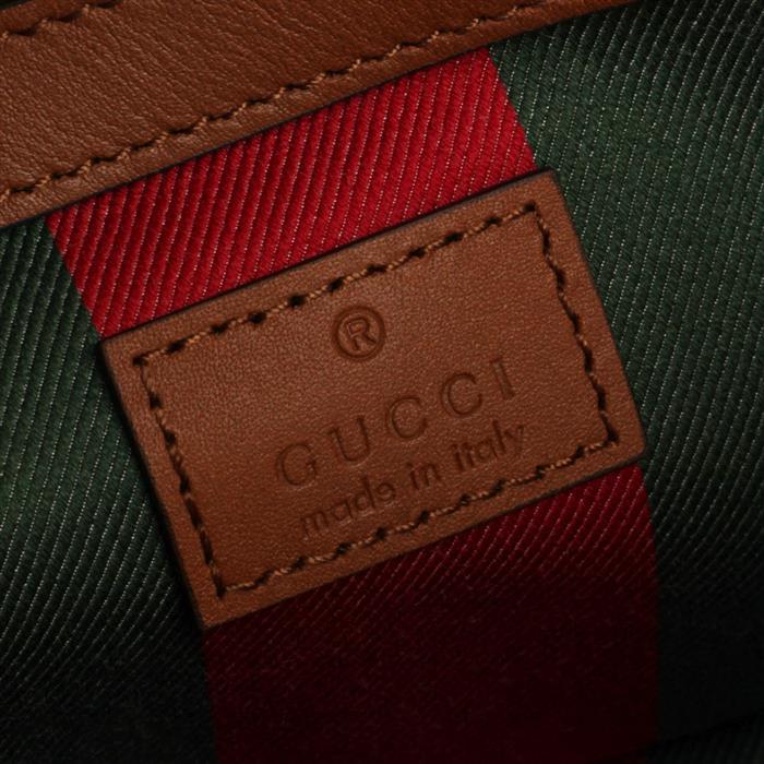 GUCCI GG Emblem Medium Tote Bag Beige Brown Leather Handbag