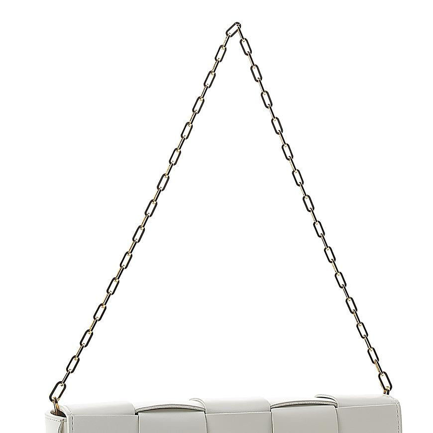 Bottega Veneta Black Leather Chain Baguette Shoulder Bag