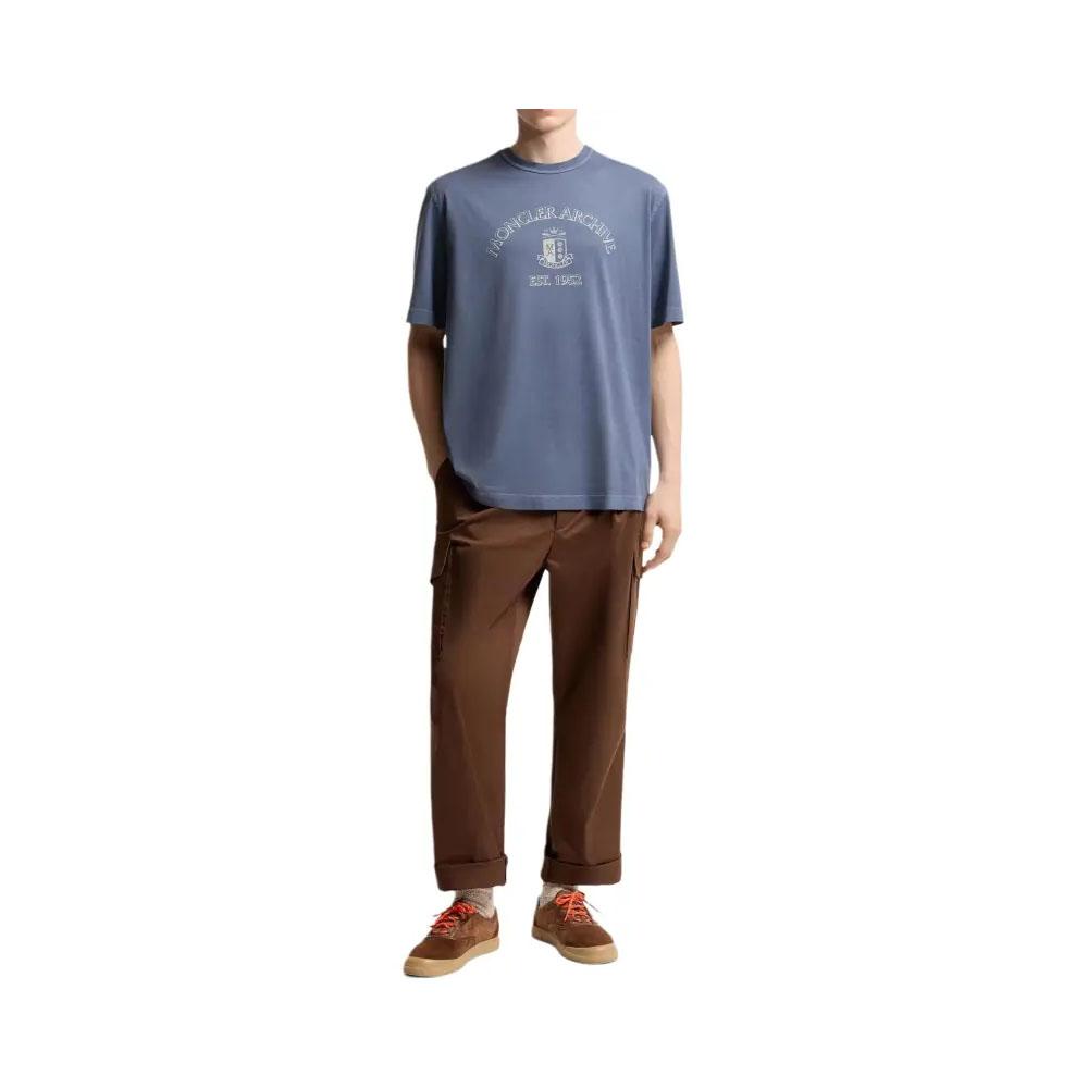 Moncler Cobalt Blue Logo Print Men’s Short Sleeve T-Shirt