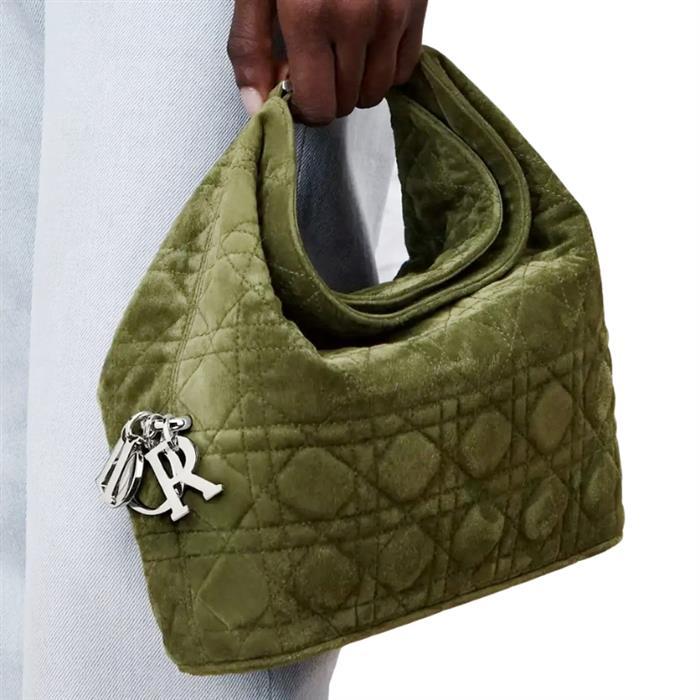 DIOR Toujours Hobo Bag Small Blue Leather Shoulder Bag