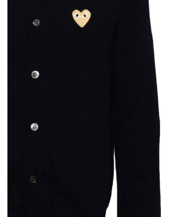 Comme des Garcons Gold Heart Patch Wool Cardigan AX N049 051 2
