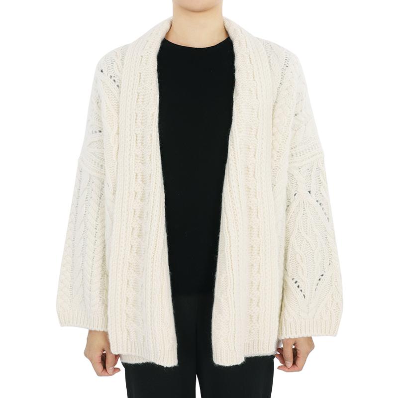 Loro Piana Ivory Cable Knit Cashmere Cardigan Women