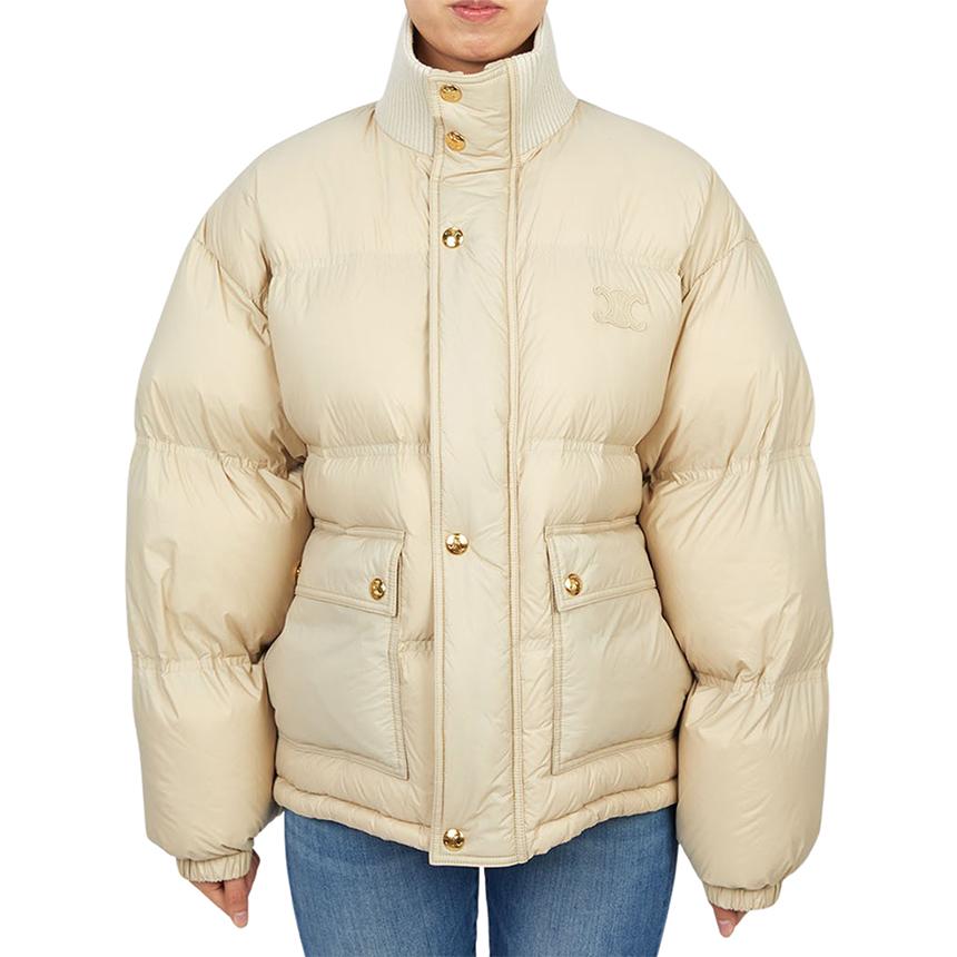 CELINE Women’s Puffer Jacket Down Coat Beige
