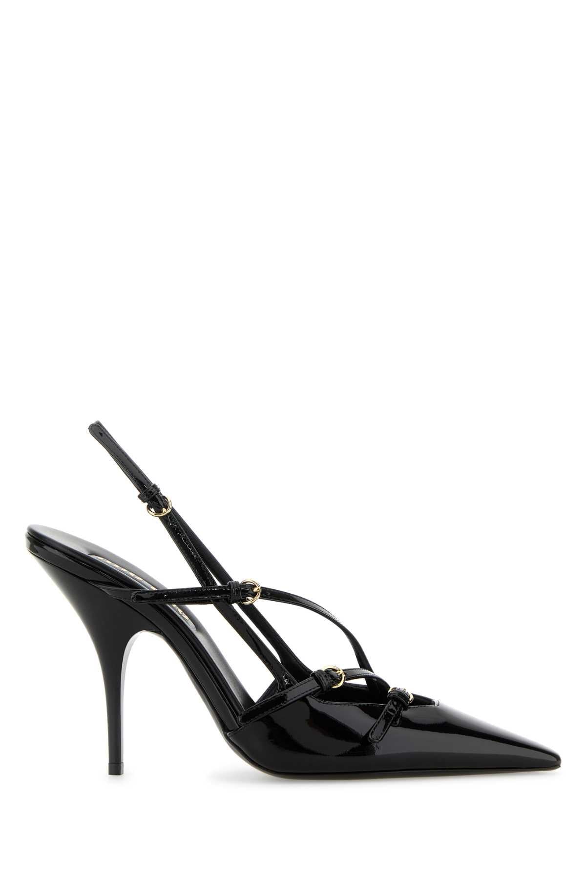 Miu Miu Black Patent Leather Slingback Pumps