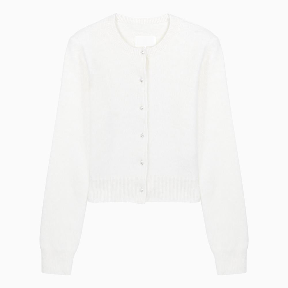 Maison Margiela Pearl Button White Angora Cardigan Women