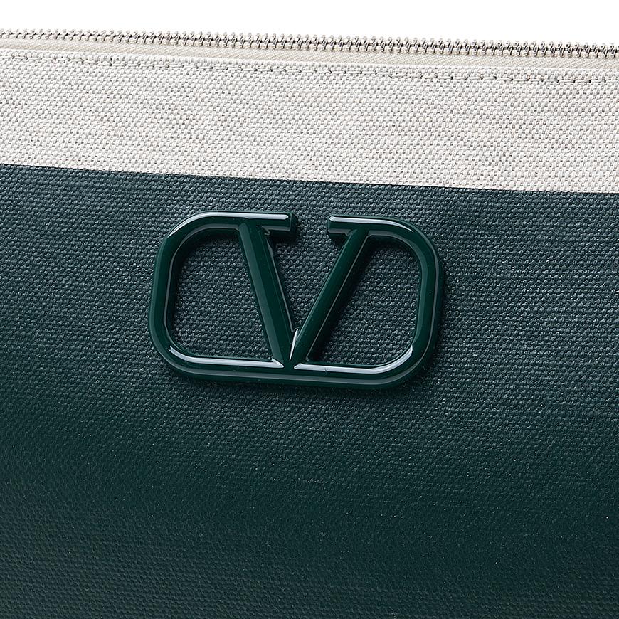 VALENTINO Garavani V-Logo Leather Crossbody Bag Navy Multicolor