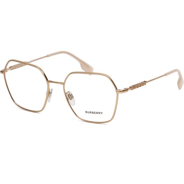 BURBERRY Gold-Tone Lightweight Geometric Frame Eyeglasses Unisex BE1381 1337