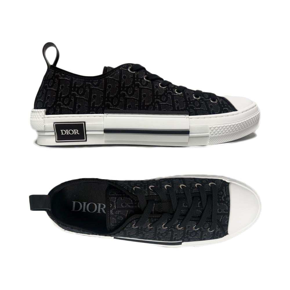 DIOR MEN Black Oblique Jacquard B23 Low-Top Sneakers 3SN340 ABS H900