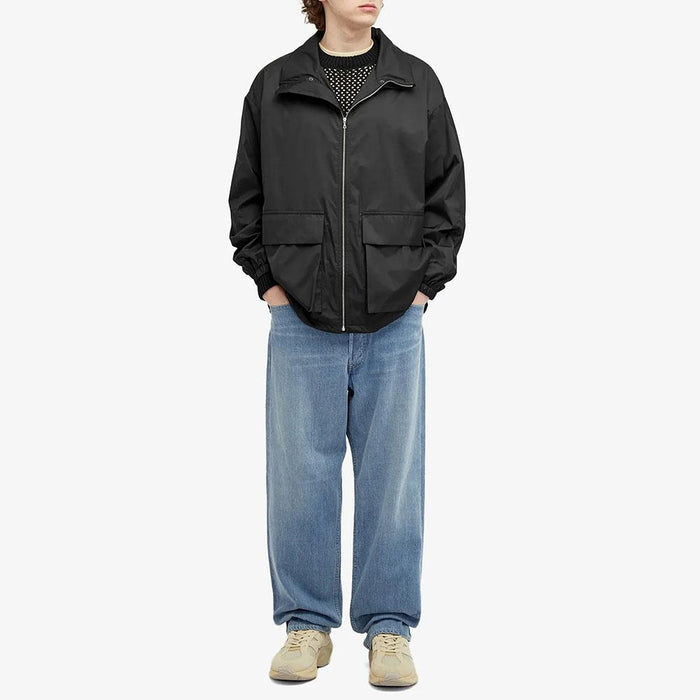 AURALEE Hard Twist Satin Laminated Black Men’s Blouson Jacket A24SB02SL