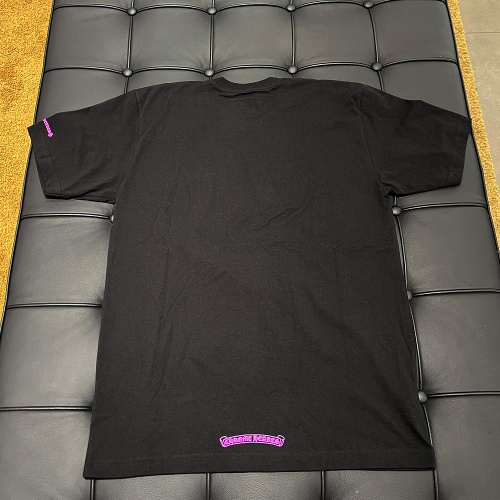 Chrome Hearts Black Short Sleeve Pocket Crew T-Shirt Pink Logo