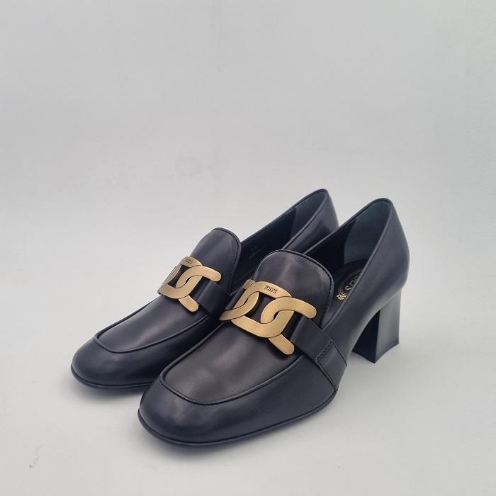 Tods Kate Chain Heel Gold-Tone Pumps Black Leather