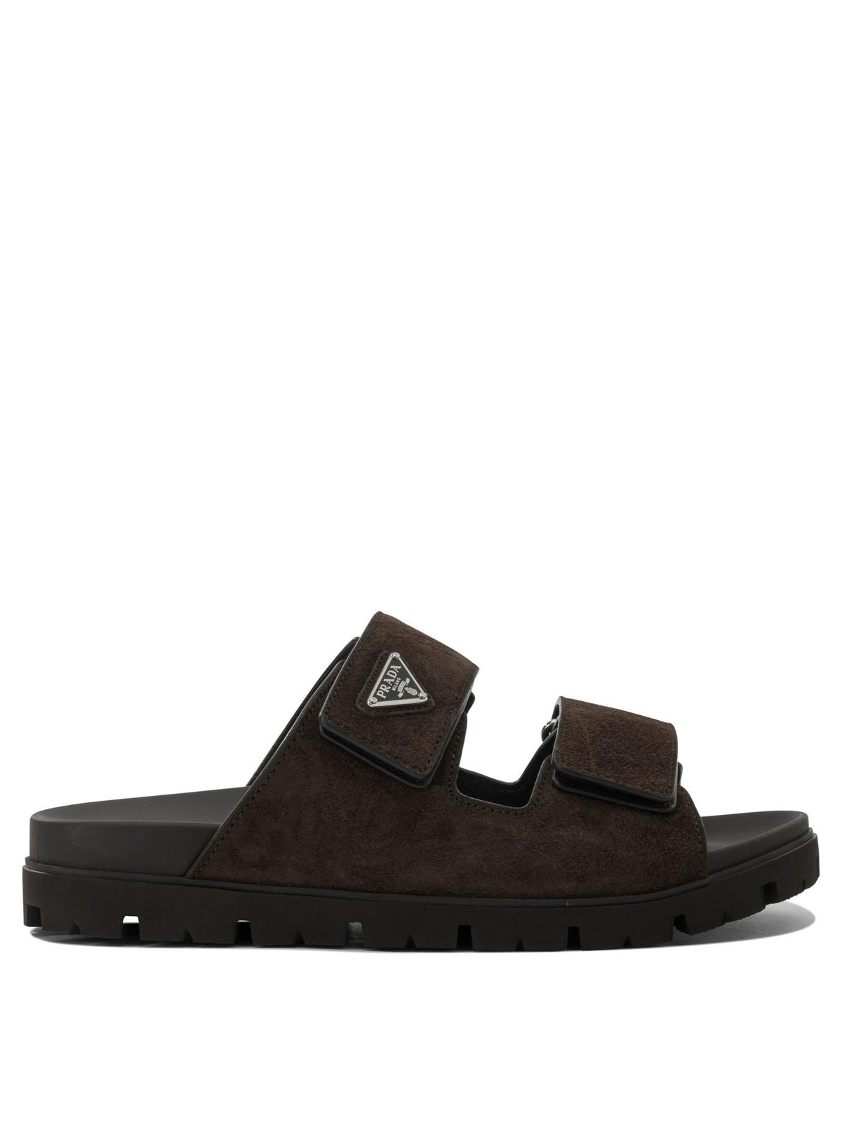 PRADA Black Leather Slide Sandals for Men