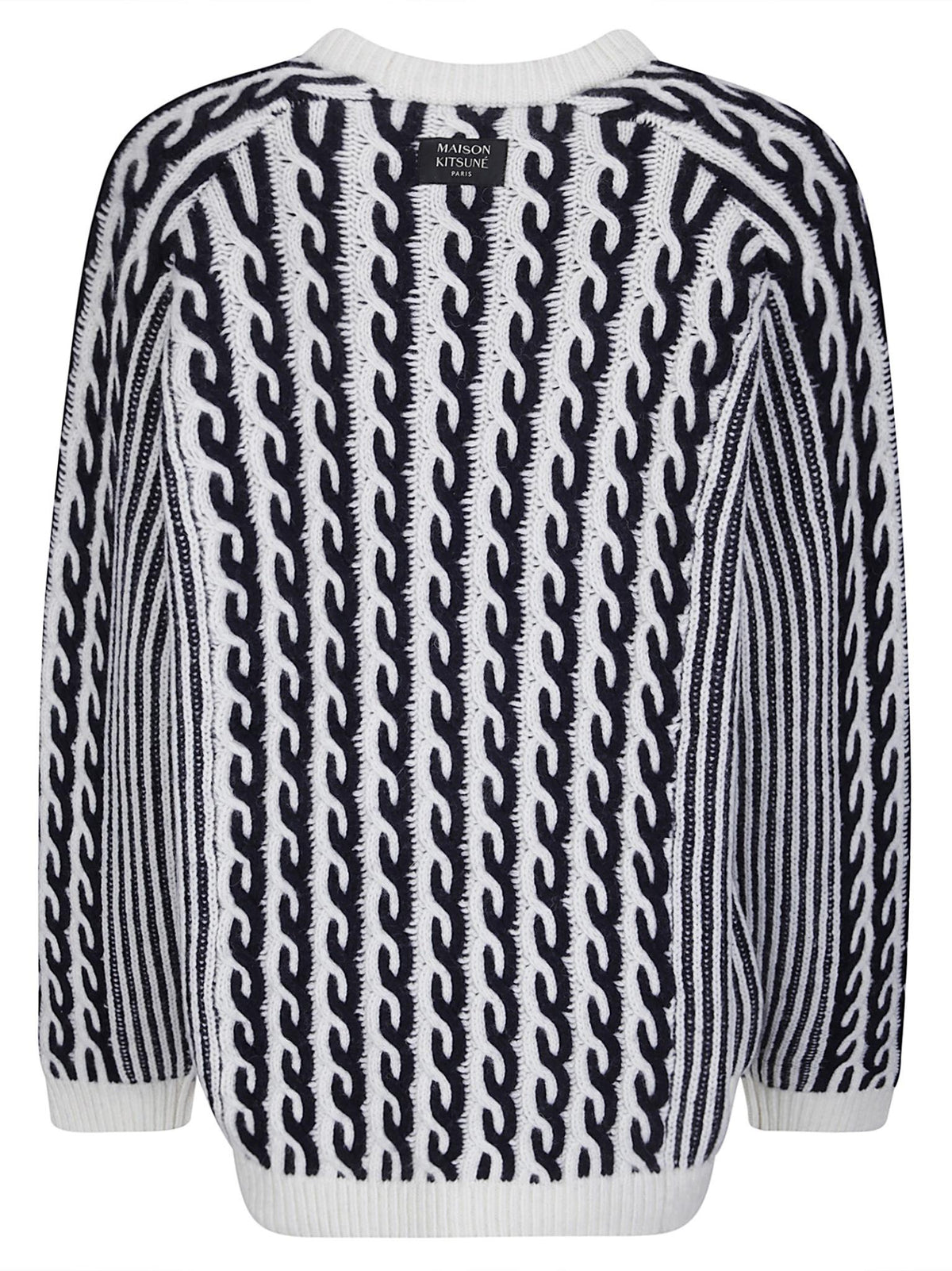 Maison Kitsune Wool Blend Crewneck Knit Sweater Women Beige