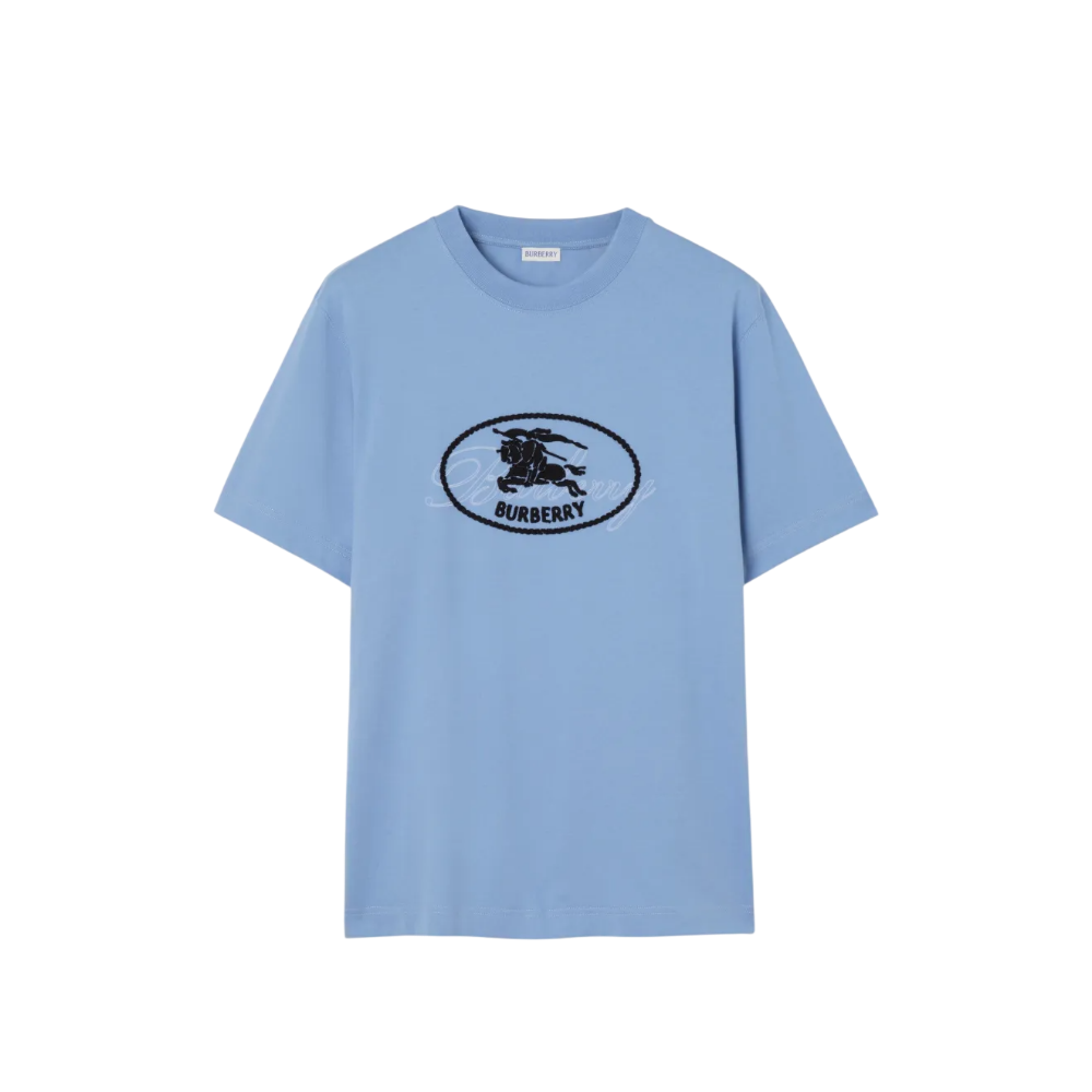 BURBERRY Cornflower Blue Knight Stamp Logo T-Shirt Unisex