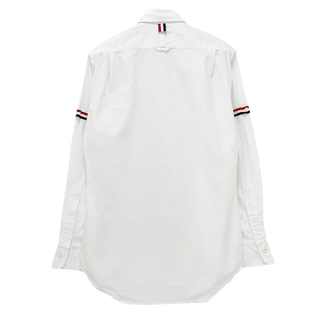 THOM BROWNE Tricolor Grosgrain Armband Oxford Long-Sleeve Shirt White