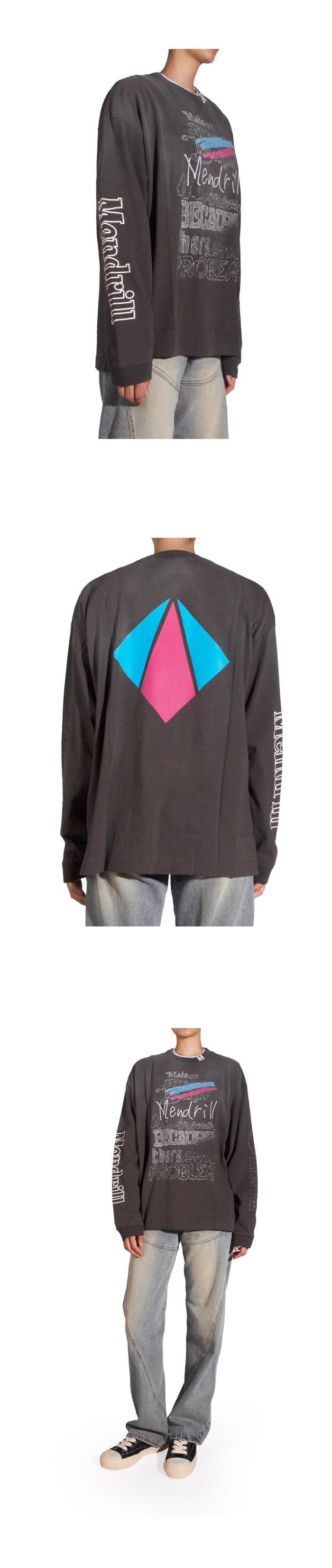 Maison Mihara Yasuhiro Distressed Long Sleeve T-Shirt Black