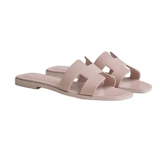 HERMES Oran Leather Slide Sandals for Women