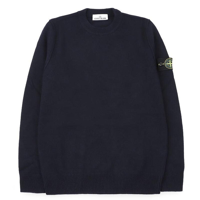 STONE ISLAND Mens Lambswool Stitch Sweater Navy Round Neck