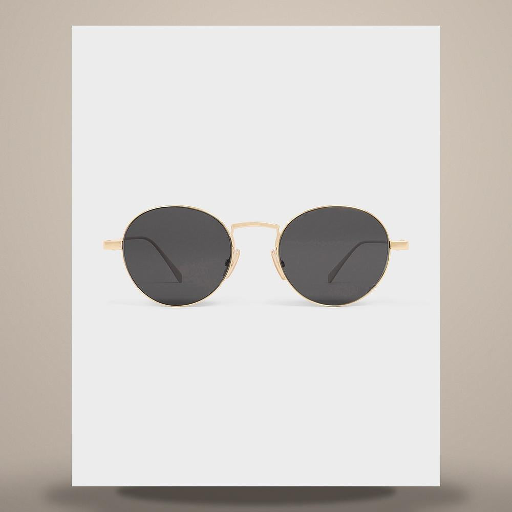 CELINE Metal Frame Light Gold Smoke Lens Sunglasses 4S346CMLB 35LS