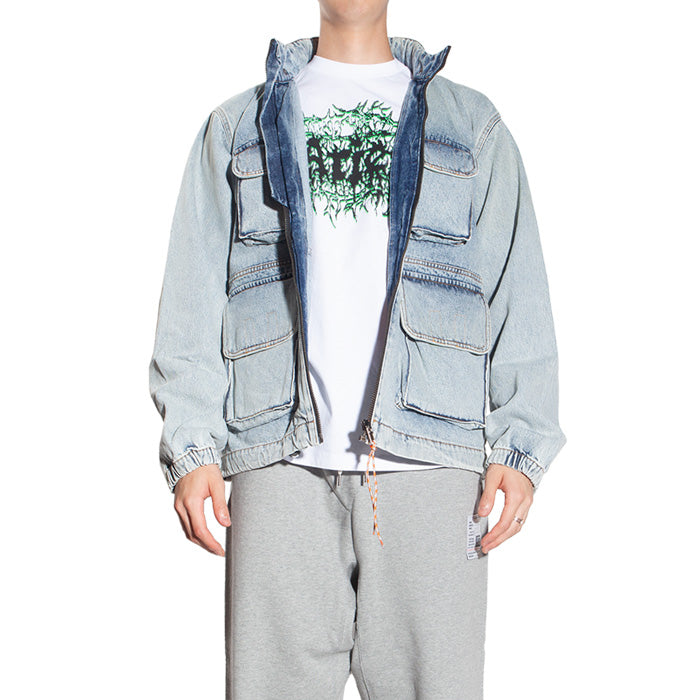 Aries Acid Wash Denim Cargo Jacket FTAR70105 BLUE