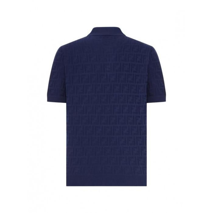 FENDI FF Short Sleeve Knit Polo T-Shirt