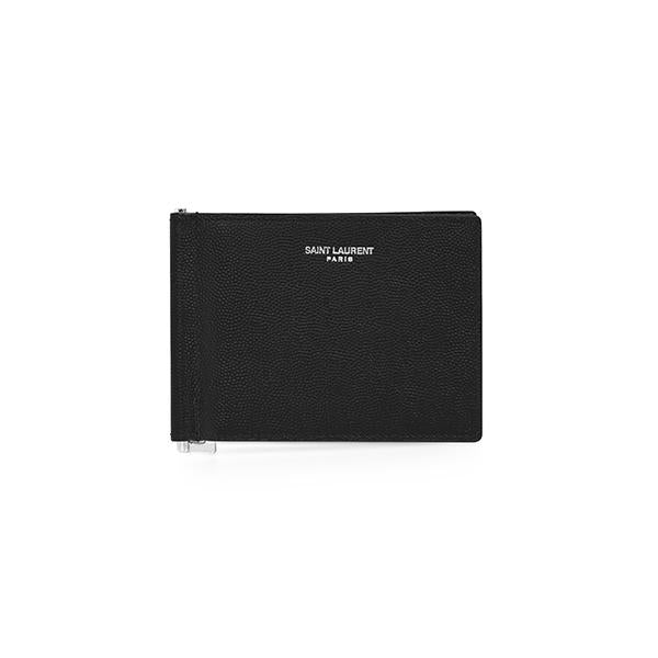 Saint Laurent Classic Logo Leather Money Clip Wallet for Men 378005 BTY0N 1000